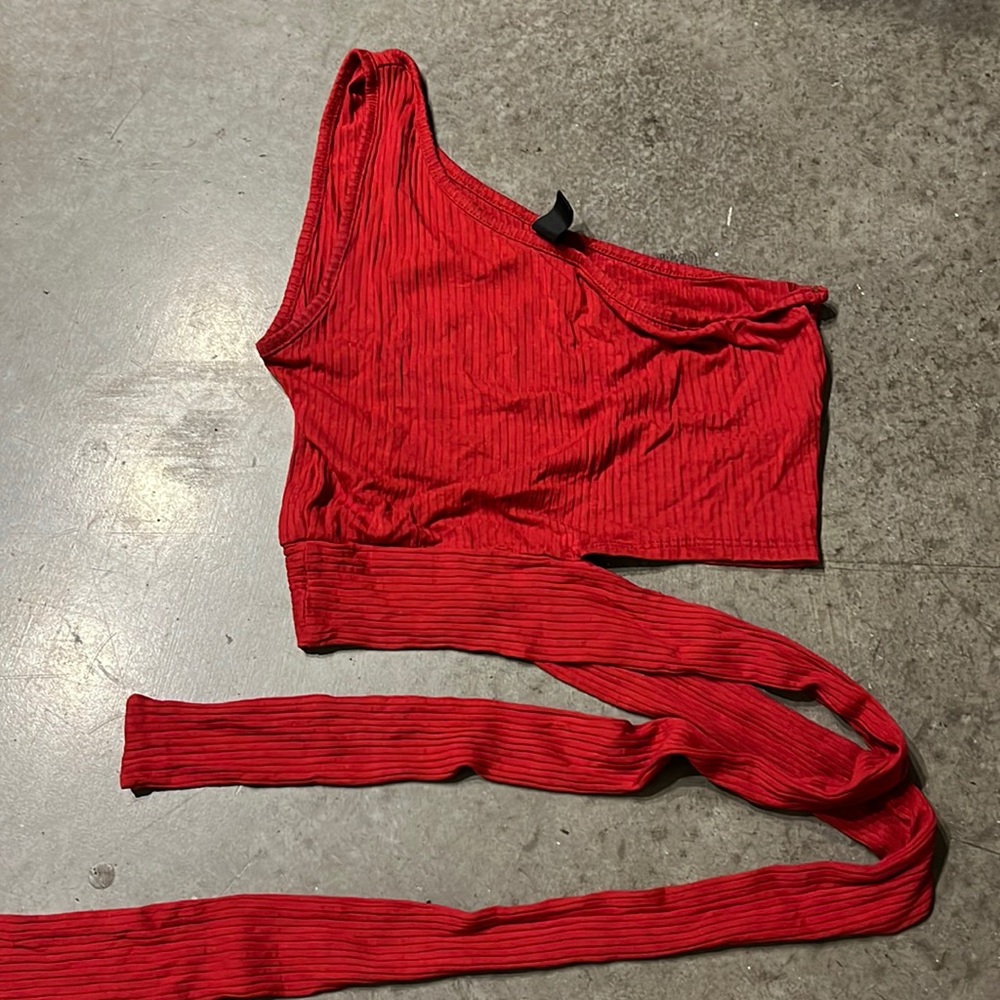 One shoulder wrap waist top